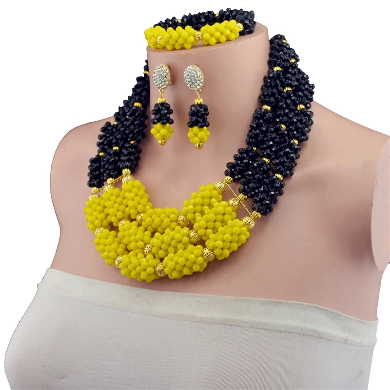 Fashion African Beads Jewelry Sets Baby Yellow&Black Crystal Beads Jewelry Set Nigerian Wedding Bridal Necklace Jewellry Set HD7 Fashion African Beads Jewelry Sets Baby Yellow&Black Crystal Beads Jewelry Set Nigerian Wedding Bridal Necklace Jewellry Set HD7
