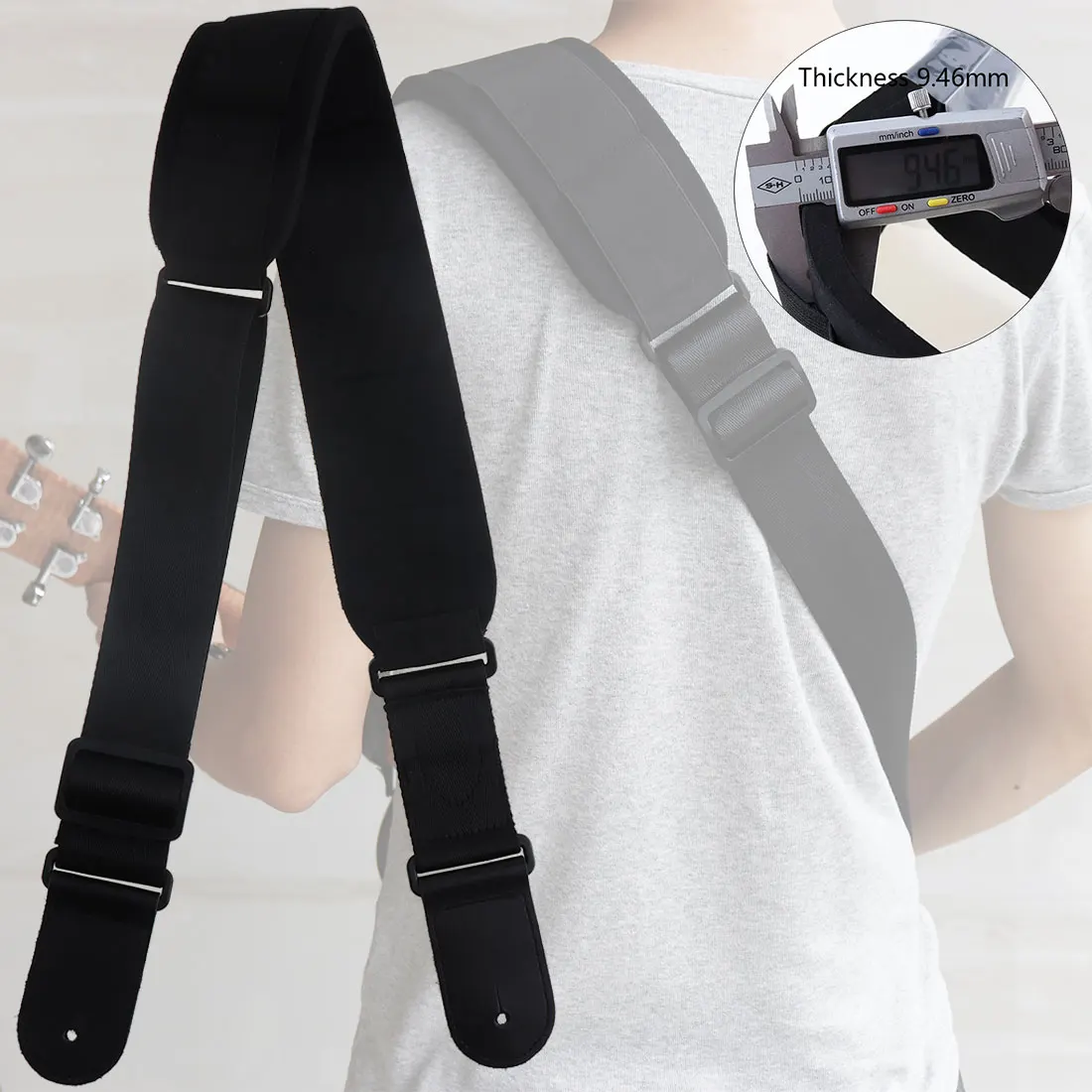 Soft Adjustable Guitar Strap Genuine Leather End Widened Foam Shoulder