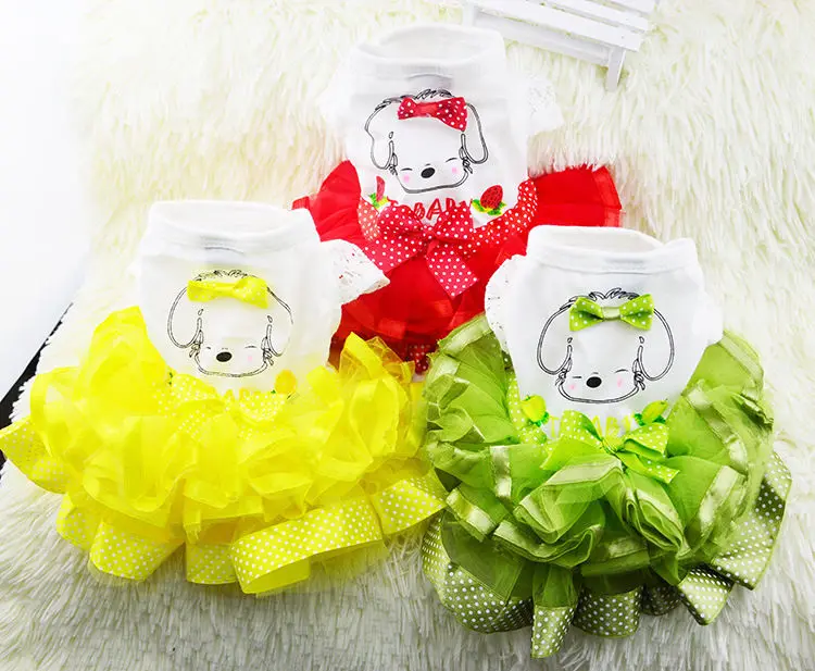 

Small Puppy Pet Dogs Lace Tutu Cute Pattern Skirt Princess Party Dress Clothes XS-2XL