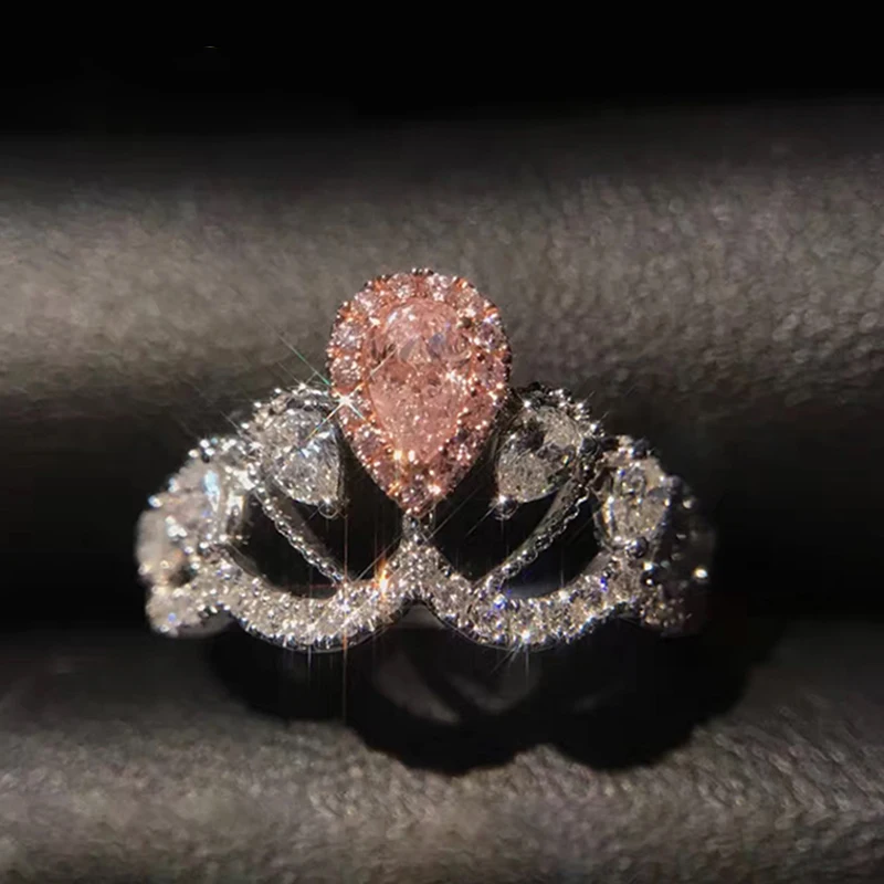 1 карат ct обручальное кольцо с розовым муассанитом и бриллиантом, Настоящее Белое золото 18 К 750 пробы, D Цвет VVS имеет сертификат