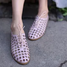 Artmu/Оригинальная летняя женская обувь с перфорацией; сандалии ручной работы из натуральной кожи; дышащая пляжная обувь; мягкая подошва;