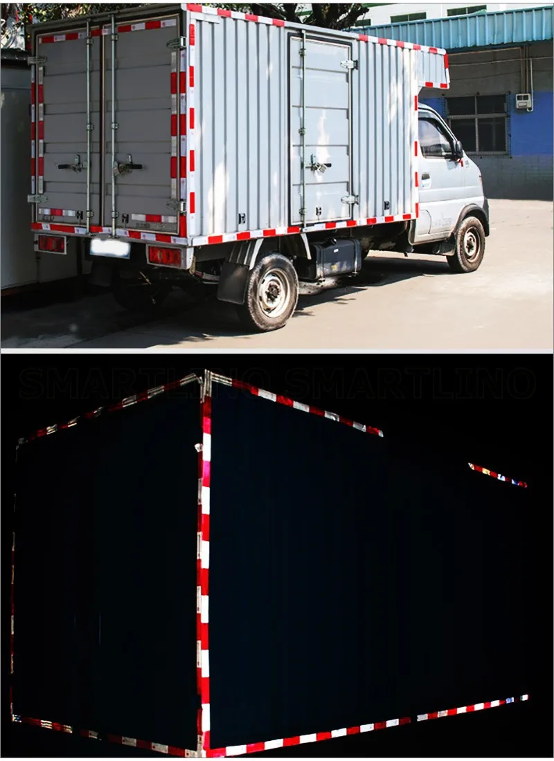 100 шт./лот высокая видимость светоотражающий материал 5*15 см красный, белый автомобиль грузовик сильный клей стикеры лента безопасности