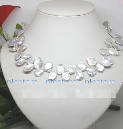 

Free shipping >>@ 854 genuine big white keshi pearl necklace jewelry gem