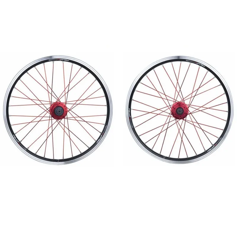 Discount MEIJUN folding bicycle 20 inch 406 bicycle wheel 26 inch high quality aluminum alloy V disk wheel card hub multi-color wheel set 0