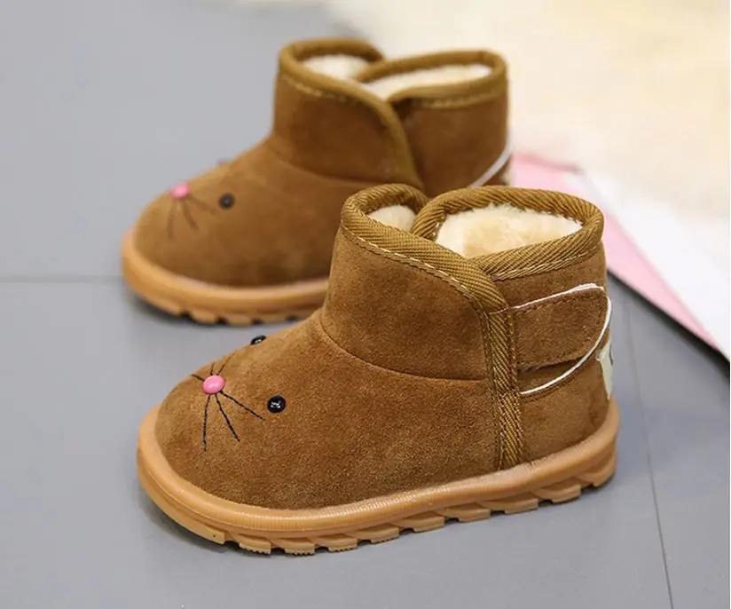 Children's snow boots for girls shoes winter kids baby boys plush warming boots waterproof baby girls cotton velvet short boots