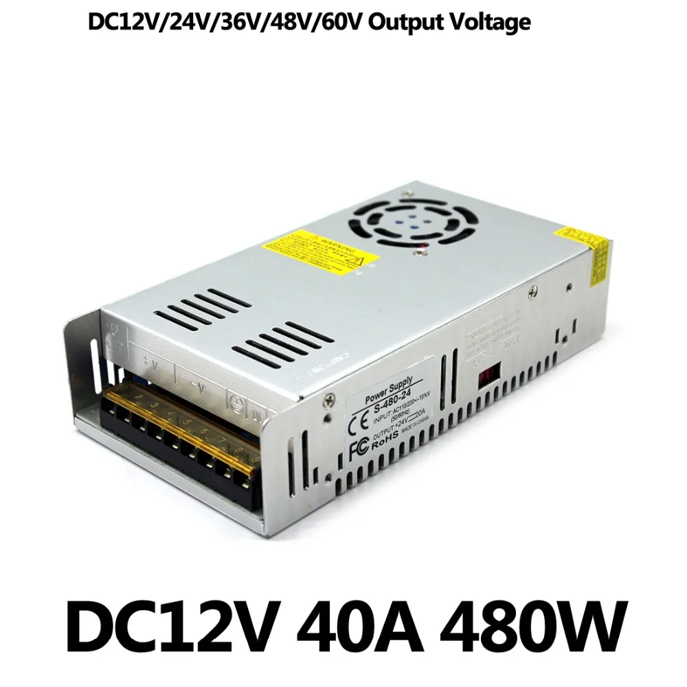 Выключатель питания DC12V 480W светильник ing трансформатор DC 24V 36V 48V 60V источник SMPS для