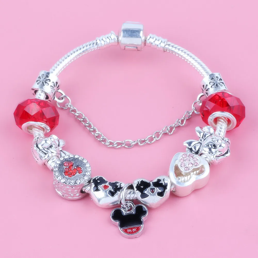 

dodocharms Red Mickey Minnie Pearl Pendant Series Children's High Quality Gift DIY For Women Bracelet European Jewelry