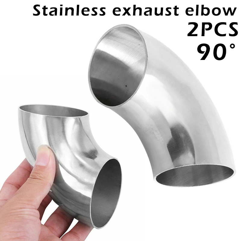 Hot 2Pcs 2.5Inch/63mm Car Exhaust Pipe Stainless Steel 90 Degree Bend Elbow Tubes J99 |