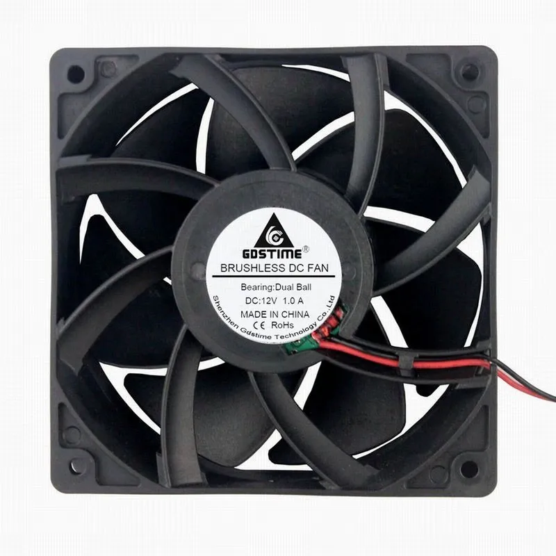 

5 Pcs Gdstime 12V DC Cooling Fan 120mm x 38mm Ball Bearing 120mm*120mm*38mm 12cm High Air Pressure High Speed 12038B 1.0A 2Pin
