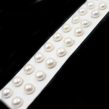 

Free Shipping 20pcs 13-14 mm 3A Grade White Button Natural Freshwater Pearl Half Drilled Hole Large Big Pearl Beads
