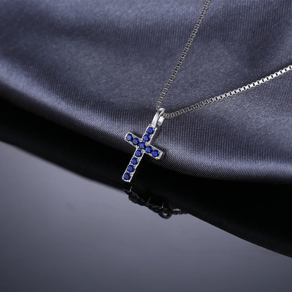 Jewelrypalace крест 0.18ct создан синий шпинель Подвеска Цепочки и ожерелья для Для женщин