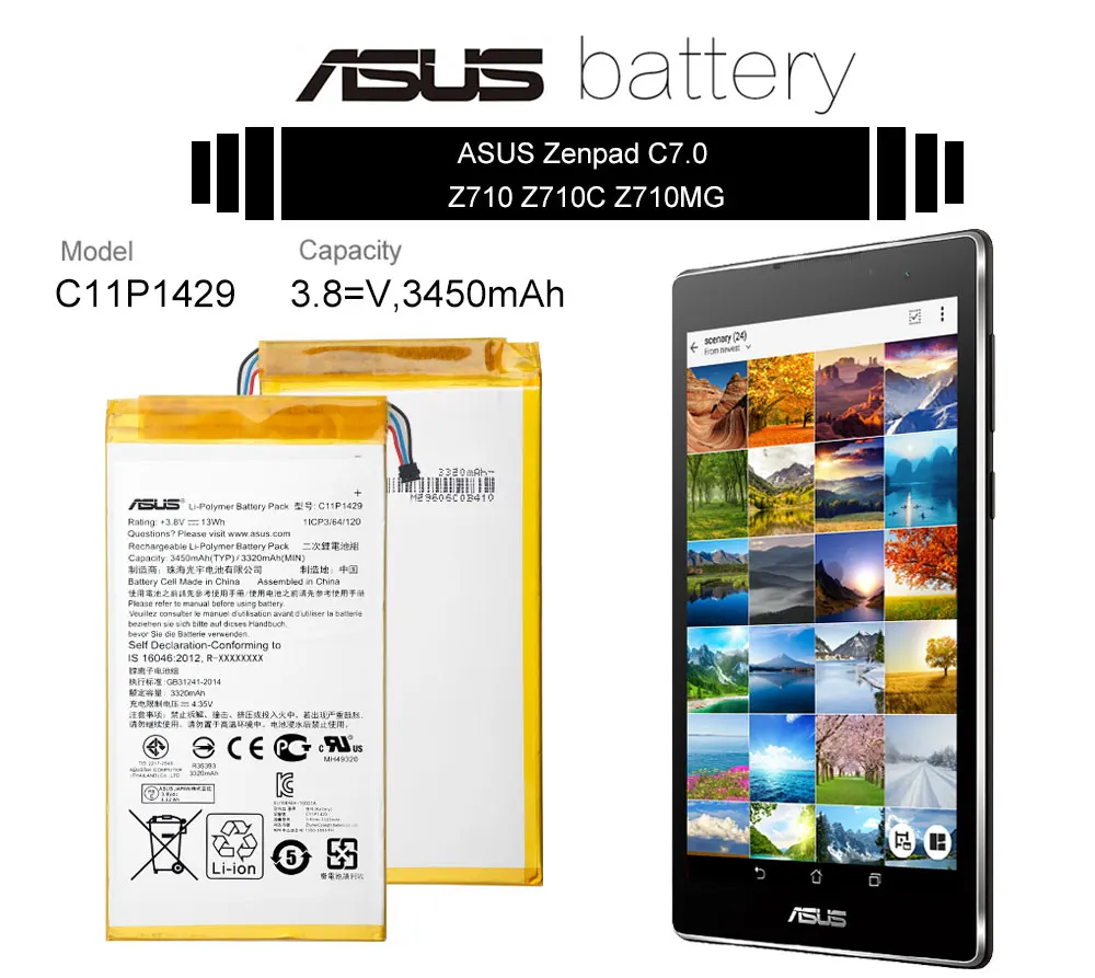 Сменный Аккумулятор ASUS C11P1429 3450 мАч для Asus ZenPad C 7,0 C7.0 Z170MG Z710CG Z710C P01Z P01Y Z170C+ Инструменты