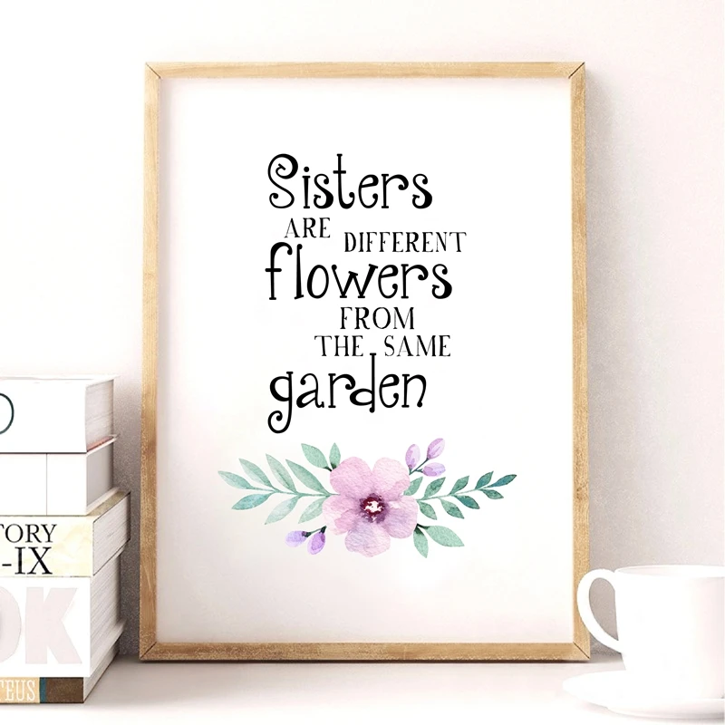 Affiche En Toile De Jumeaux Avec Citations De Fleurs Imprimees Decor Artistique Mural Peinture Sur Toile Pour Chambre De Fille Cadeau De Jumeaux Aliexpress