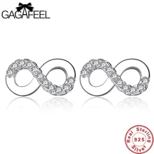 GAGAFEEL, подлинные, 925 пробы, серебряные, двойные, 8, бесконечность, женские серьги-гвоздики, модные ювелирные изделия с кристаллами, свадебные, подарок на день Святого Валентина