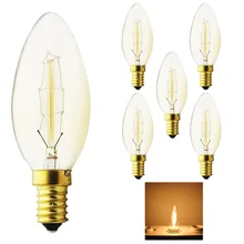 5X E14 220 В галогенная не трогайте работающую лампу с регулируемой яркостью 40 Вт углеродного искусства Античный стиль лампочки Вольфрам винтажная лампочка эдисона G35 теплый белый