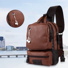 Модная нагрудная Мужская сумка из искусственной кожи Повседневная сумка на плечо Водонепроницаемая многофункциональная сумка 7713