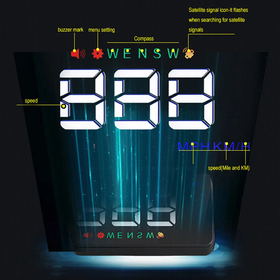Автомобиль HUD gps скорость метр головы вверх дисплей цифровой оповещение о скорости лобовое стекло Projetor Автоматическая навигация