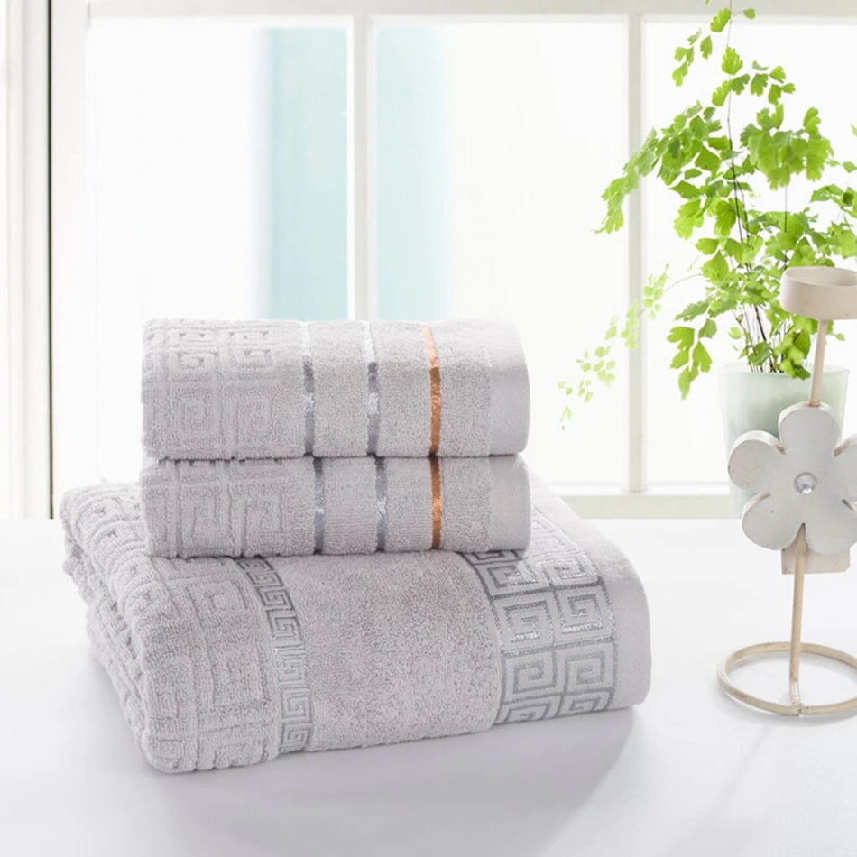 3pcs/set Wholesale Towels Striped Grey Bath Towel 70x140cm High Quality Towels for Hotels Face