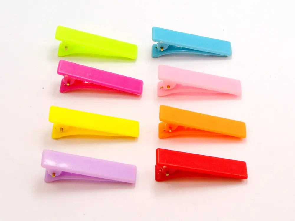 50 Mixed Bubblegum Color Plastic Pinch Alligator Hair Clips Teeth Bows