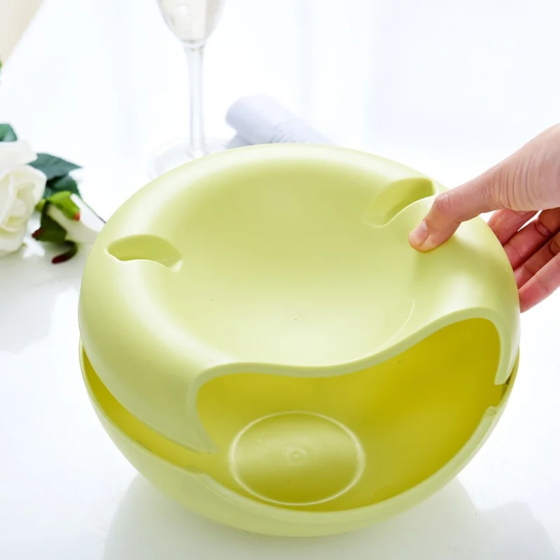Creative Lazy Fruit Dish Snacks Nut Melon Seeds Bowl Double Layer Plastic Candy Plate Peels Shells Storage Tray Desk Home Decor