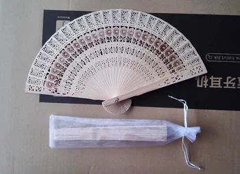 

Free Shipping 50pcs/lot sunflower design fragrance wood fan Chinese hand fan for wedding favor gift with with Gift bag