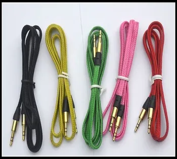 

10PCS Mix colour Nice Flat 3Ft 1m 3.5mm Port Aux Car Jack Male M to M Stereo Audio AUX Cable