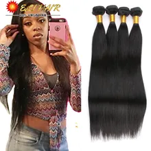 4 Bundles Unprocessed Virgin Brazilian Straight Human Hair Weaving 8A Black 100g