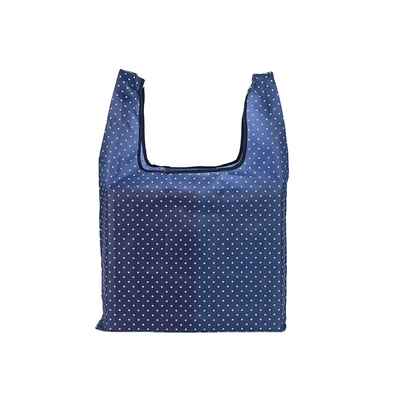 Сумка-тоут, складная сумка, сумки, удобная вместительная сумка для хранения продуктов, печать, складная многоразовая зеленая сумка для покупок - Цвет: Dark blue dots