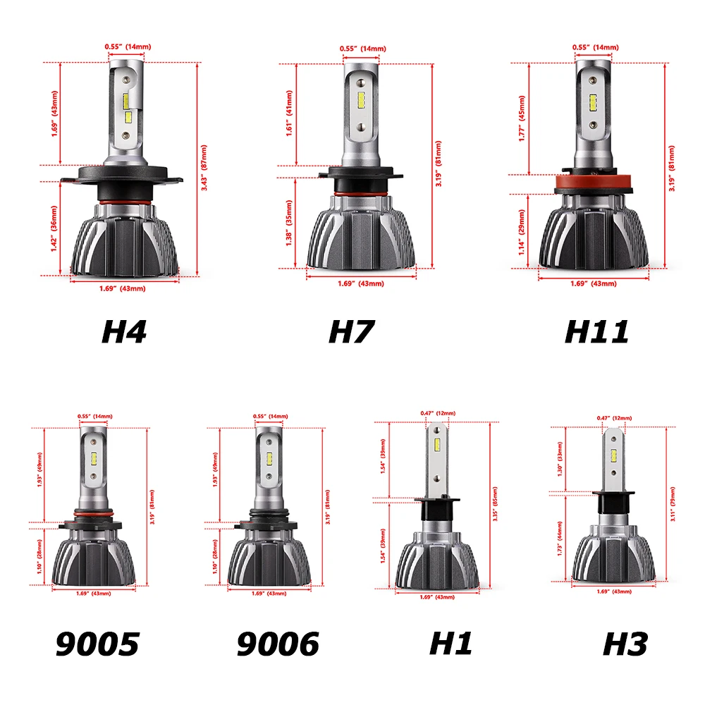 Oslamp H4 Hi Lo Beam H7 H11 H1 H3 9005 9006 светодиодный автомобильный головной светильник 50 Вт 8000lm