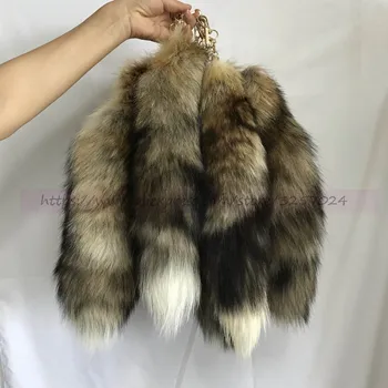 

1 Lot Fur Tail 40cm Real Sun Fox Leather Tail Tassel Keychain bag Charm Car Keyring Pendant
