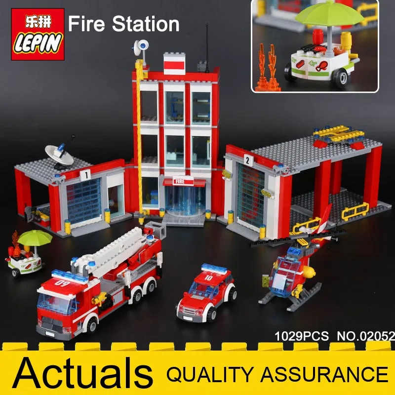 

LEPIN CITY 02052 Fire Station Compatible LegoINGlys 60110 Building blocks Brick brickheadz boys toys gift Educational Toys Model