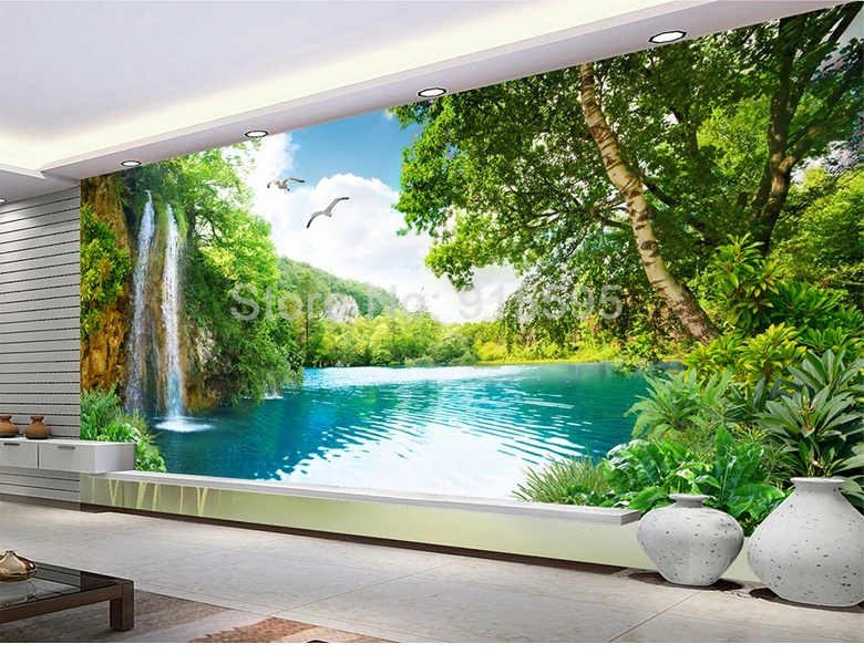 Пользовательские Настенные обои Papel де Parede 3D водопад пейзаж самоклеющиеся настенные стикеры обои для стен гостиной