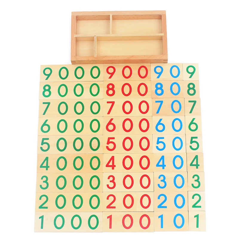 Baby Toys Montessori Math Toy Small Digital Wooden Cards with Box (Nmuber 1-9000) Educational Early Learning Toys Christmas Gift