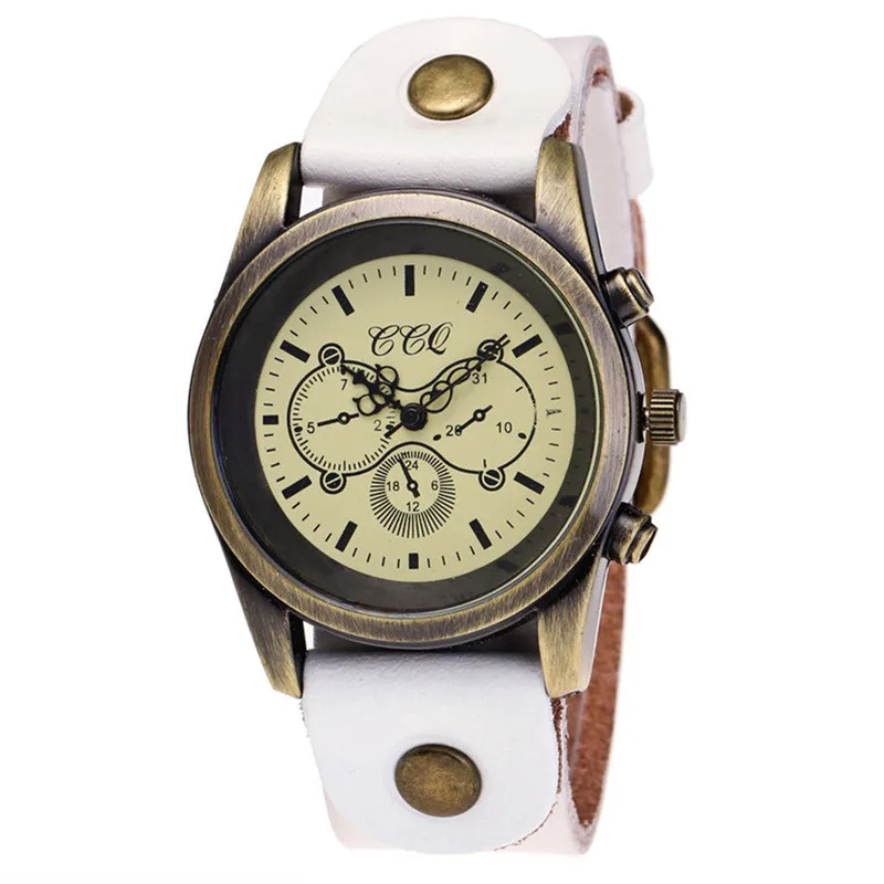 Хит продаж 2017 Роскошные брендовые винтажные кожаные часы Мужские Женские наручные часы для женщин нарядные кварцевые часы Прямая поставка