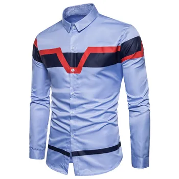 

2018 New Men Shirts Business Long Sleeve Turn-down Collar 100% Cotton Male Shirt Slim Fit Popular Designs Contrast color shirt