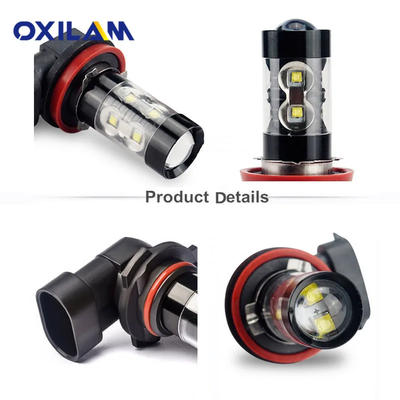 OXILAM 2x Canbus H11 H8 H9 50 Вт Светодиодный Противотуманные фары Дневные Фары Светильник лампы дальнего света 12V ошибок для Mercedes benz Audi BMW VW