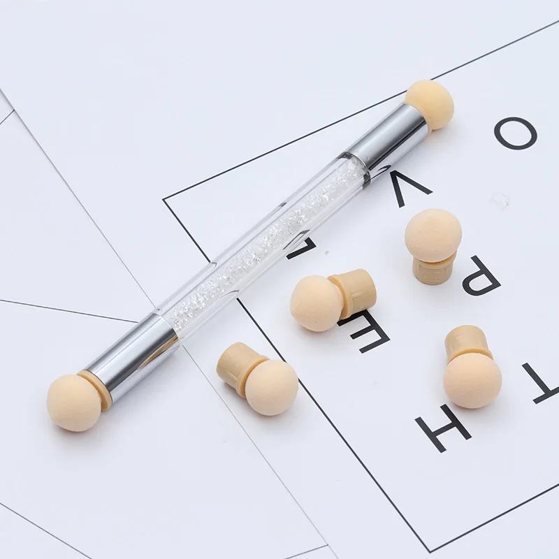 Double-ended Gradient Blooming Nail Brush with 5 Sponge Heads Acrylic UV Gel Shade Maker Pen Manicure Nail Art Tool