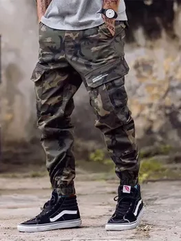 

2020 Men Camouflage Streetwear Mens Jeans Military Jogger Pants Casual Summer Ankle Banded Pants Boot Cut Hip Hop Jeans Pants