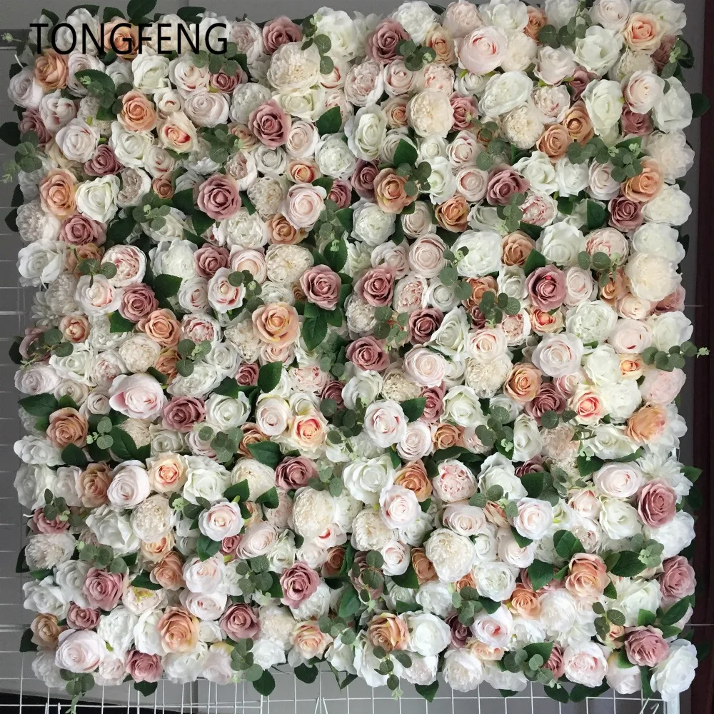 

TONGFENG 10pcs/lot Mixcolor Wedding 3D flower wall flower runner wedding Artificial silk rose peony wedding backdrop decoration