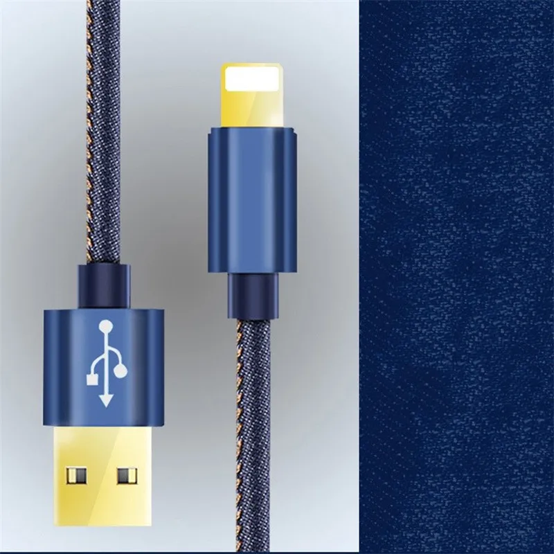 2 m/1.5A Cable USB para Cable de Lightning iPhone X 8 Denim para iPhone Cable USB 1 m/2.1A rápida de datos de sincronización de carga Cables para cargador de iPhone
