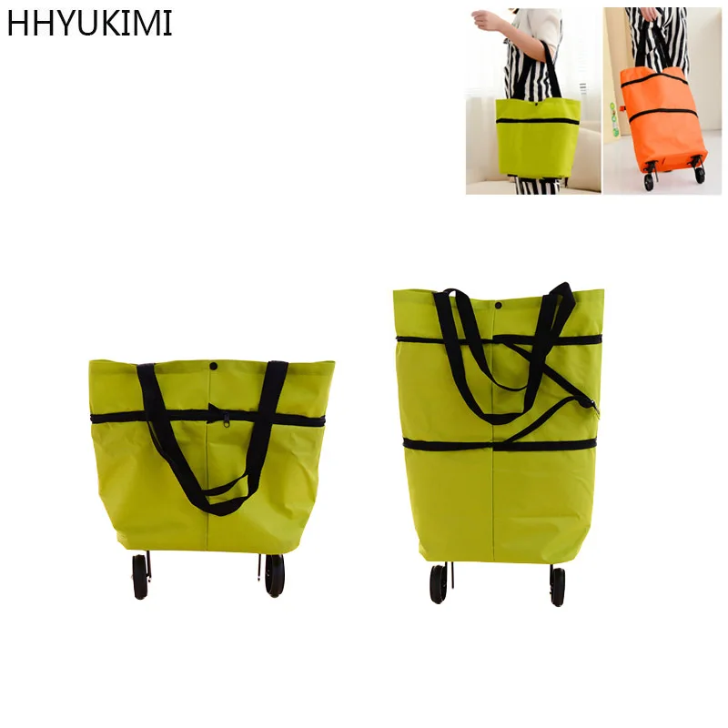 Baratos Hhyukimi carro portátil carro Bolsas flores en tela Oxford plegable de doble propósito remolcador rueda almacenamiento bolsa