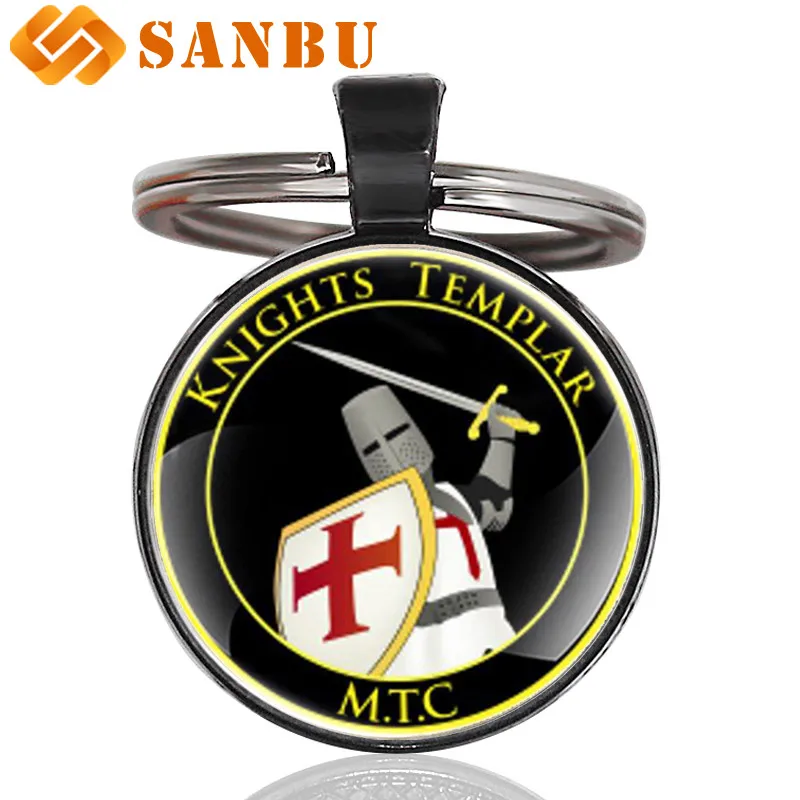 

Personality Black Pendant Key Chain Vintage Men Women Knight Templar Cross Key Ring Gifts