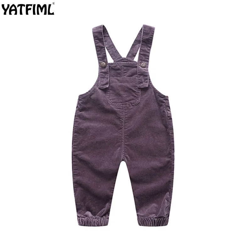 YATFIML/вязаные вельветовые штаны для маленьких мальчиков; комбинезоны для девочек; модные вязаные комбинезоны для малышей; детские комбинезоны - Цвет: Темно-серый