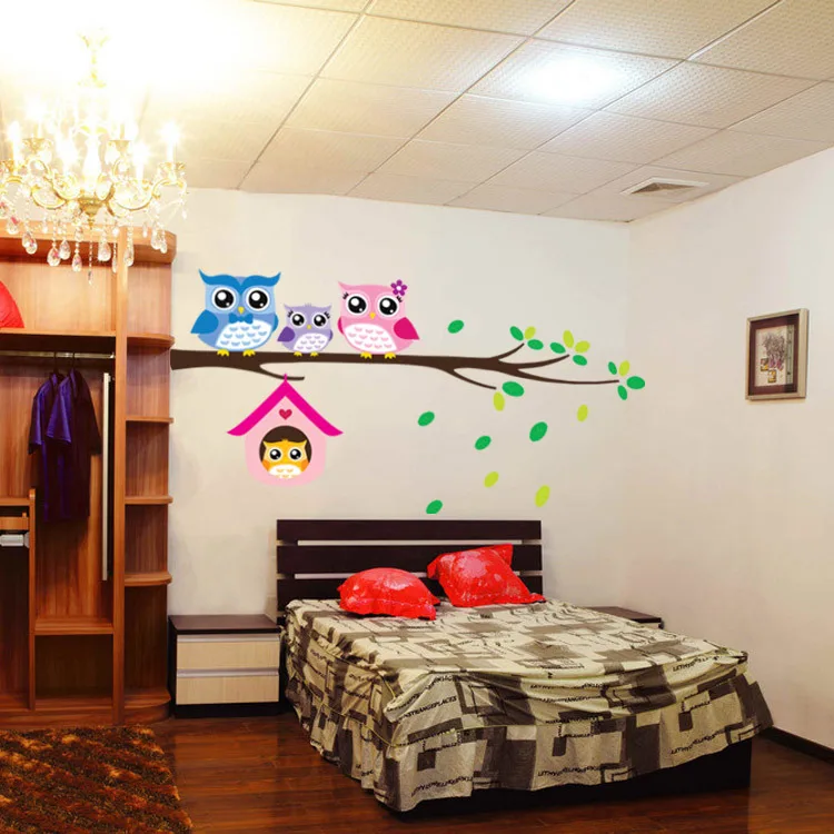 New removable Owl Birds Branch Vinyl Kids Home Decor Mural Wall