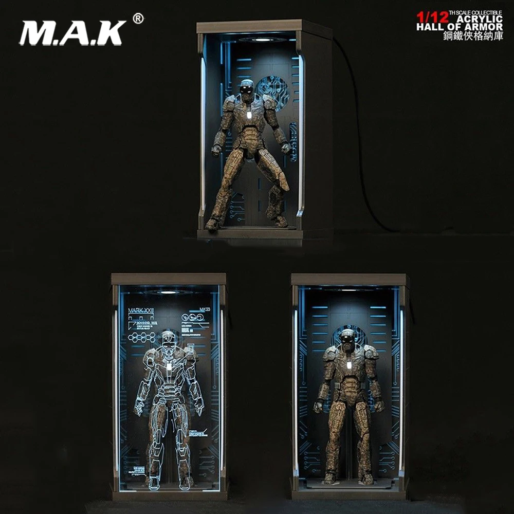 TOYS-BOX 1//12th Comicave SHF Iron Man Acrylic Hall of Armor Display Dust Box Toy