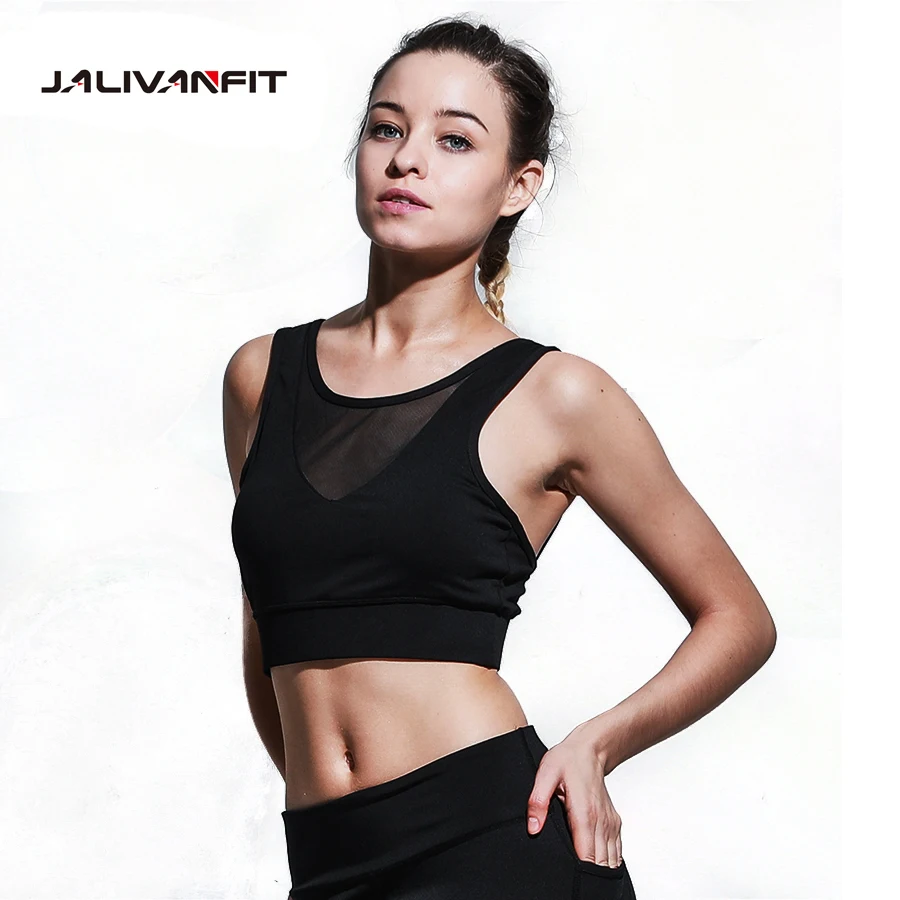 Sexy Net Yarn Push Up Women Sports Bra Yoga Fitness Running Sports Tops