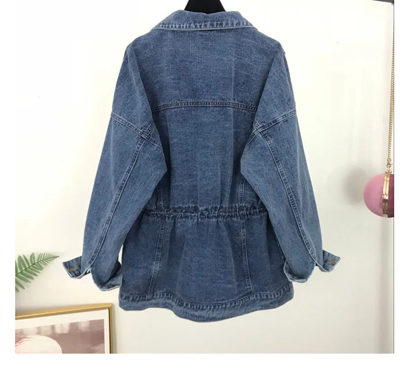 Manches vent Denim De Cordon Bleu Femmes Court Militaire Vintage Manteau Automne Veste Coupe Casual Pour Longues SxUK8Rw