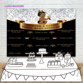 

Kids Birthday Party Photography Background White Curtain with Diamonds 7x5ft African Baby with Crown Black Backdrops for Booth