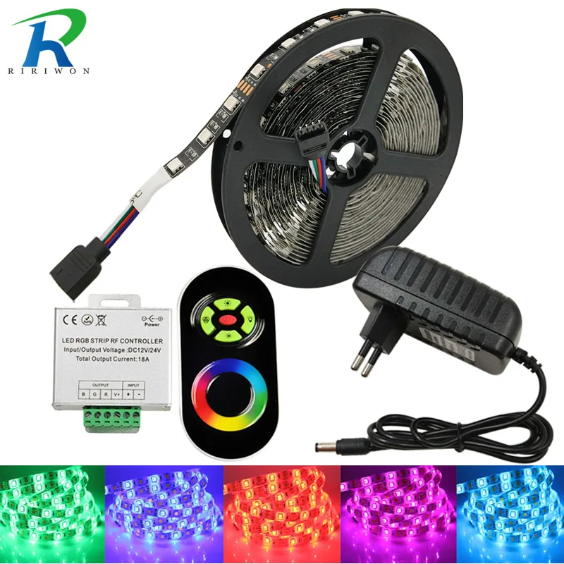 SMD 5050 RGB Светодиодные ленты DC 12 В Черный PCB полосы 5 м 300 светодиодный свет гибкий с 3A