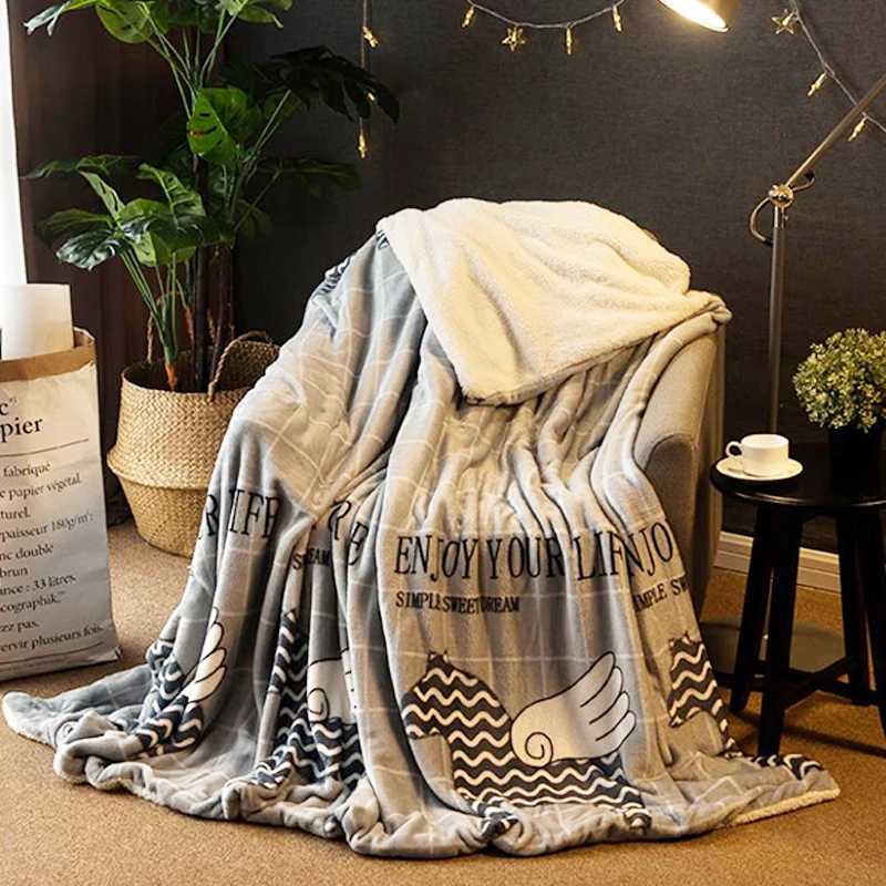 Blanket Winter Wool Ferret Cashmere Warm Blankets Blanket Winter Wool Ferret Cashmere Warm Blankets Fleece Plaid Super Soft Throw On Sofa Bed
